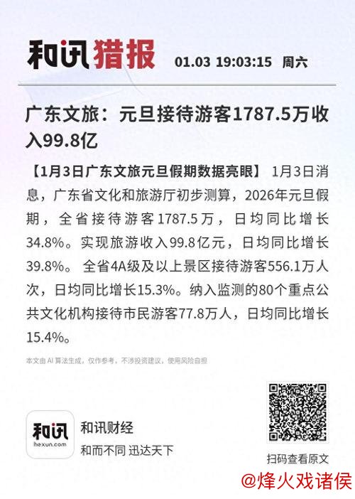 元旦假期广东旅游收入接近百亿元